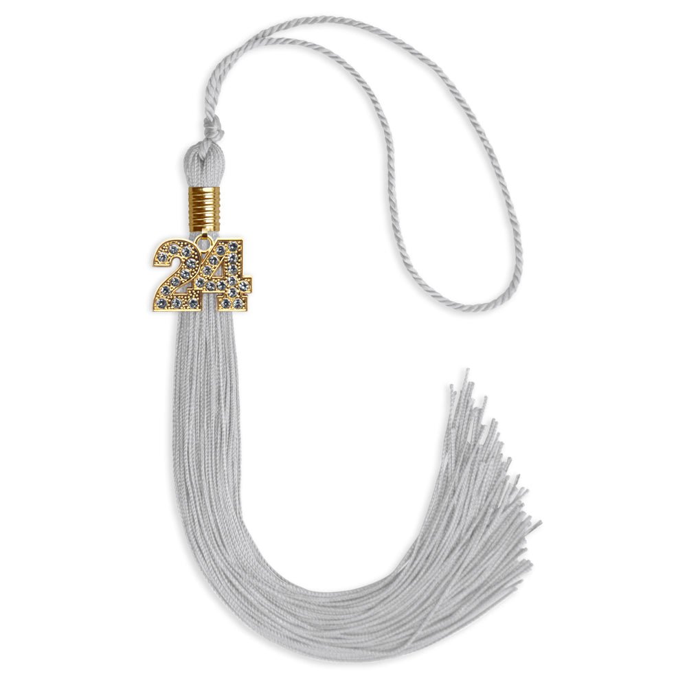 Silver Graduation Tassel with Gold Bling Charm by Wholesale Grad Supply