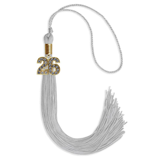 Silver Graduation Tassel with Gold Bling Charm by Wholesale Grad Supply