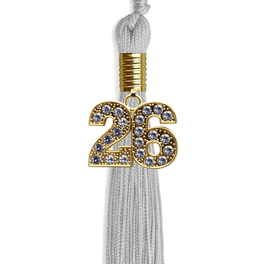 Silver Graduation Tassel with Gold Bling Charm by Wholesale Grad Supply