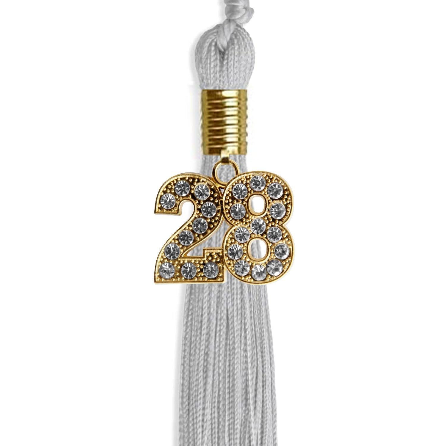 Silver Graduation Tassel with Gold Bling Charm by Wholesale Grad Supply