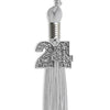 Silver Graduation Tassel with Silver Bling Charm by Wholesale Grad Supply