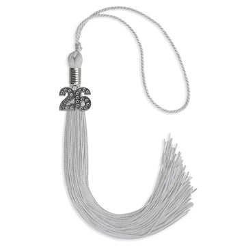 Silver Graduation Tassel with Silver Bling Charm by Wholesale Grad Supply