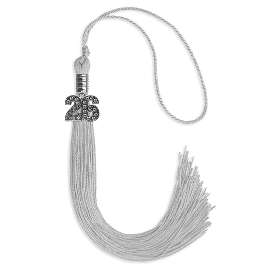 Silver Graduation Tassel with Silver Bling Charm by Wholesale Grad Supply