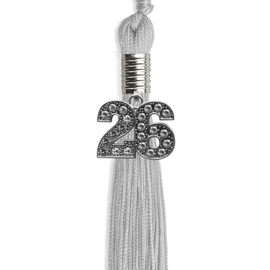 Silver Graduation Tassel with Silver Bling Charm by Wholesale Grad Supply