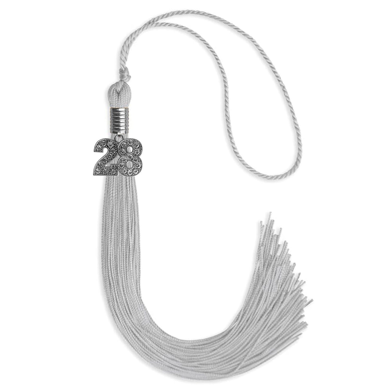 Silver Graduation Tassel with Silver Bling Charm by Wholesale Grad Supply