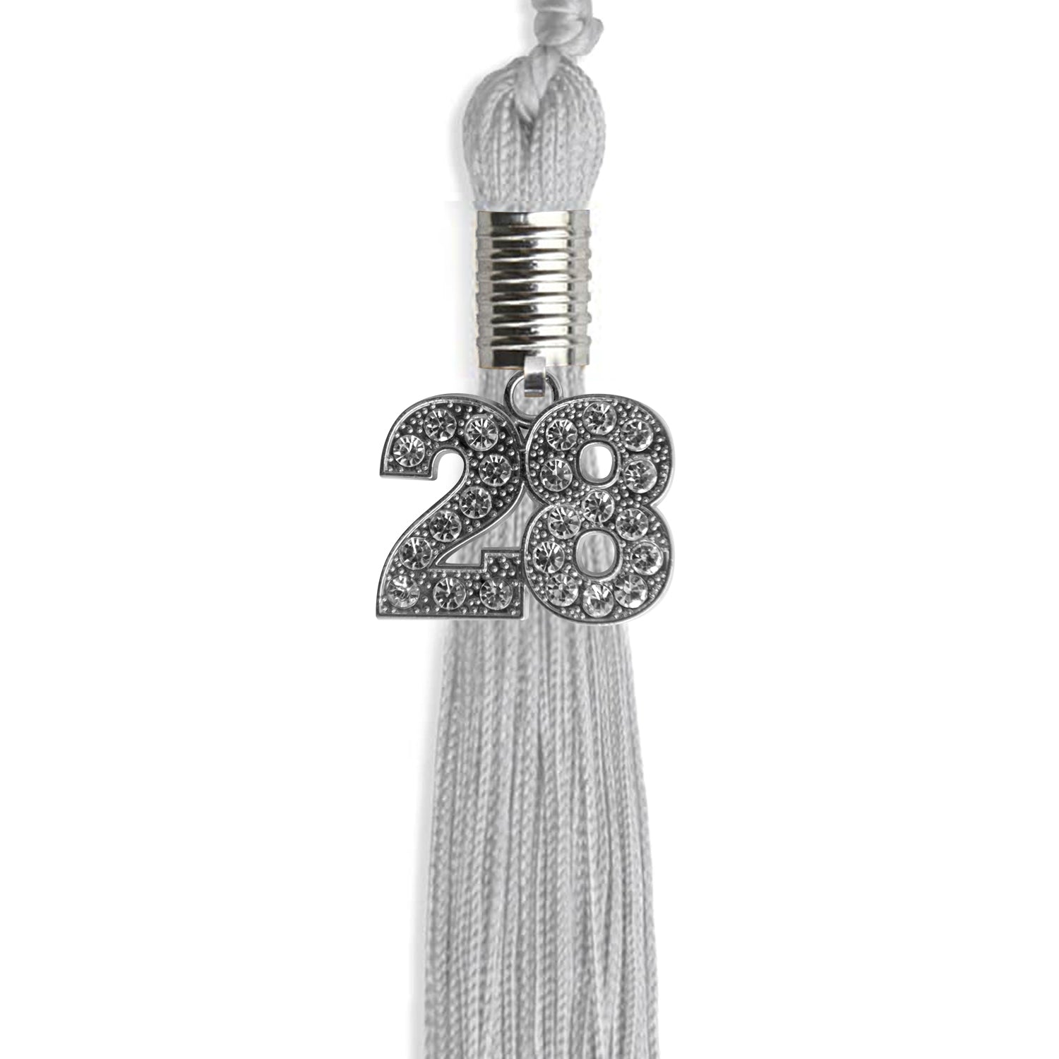 Silver Graduation Tassel with Silver Bling Charm by Wholesale Grad Supply