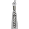 Silver Graduation Tassel with Silver Stacked Date Drop by Wholesale Grad Supply