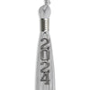 Silver Graduation Tassel with Silver Stacked Date Drop by Wholesale Grad Supply