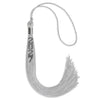 Silver Graduation Tassel with Silver Stacked Date Drop by Wholesale Grad Supply