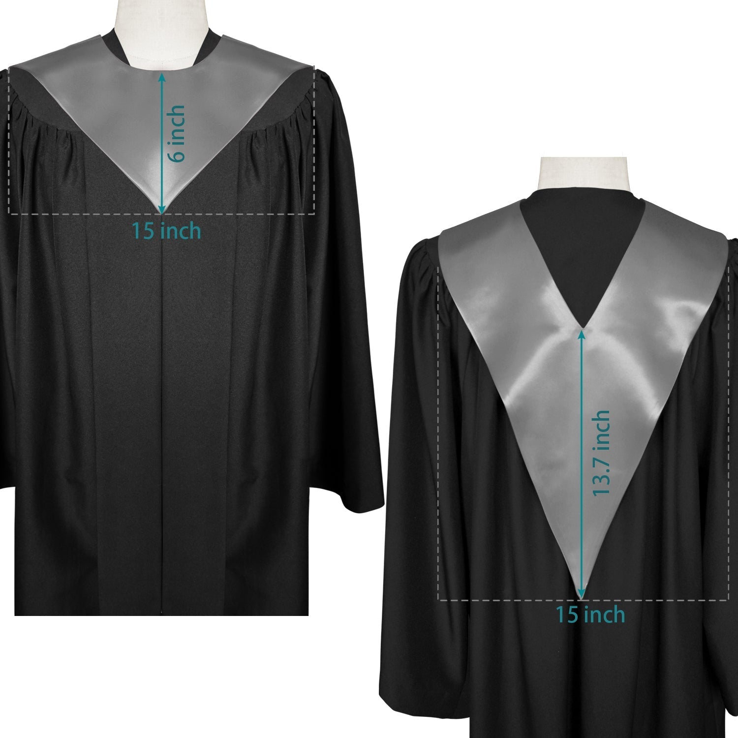 Silver Graduation V-Stole by Wholesale Grad Supply