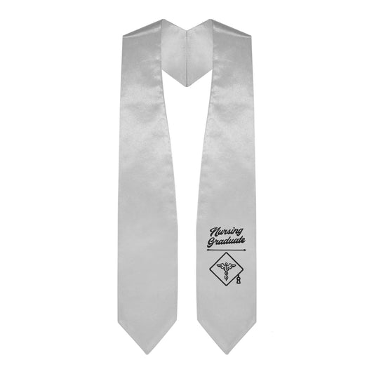 Silver Nursing Graduate Stole/Sash with Classic Tips by Wholesale Grad Supply