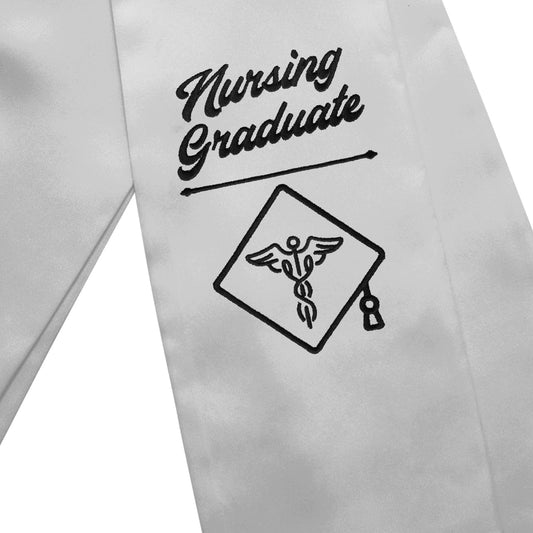 Silver Nursing Graduate Stole/Sash with Classic Tips by Wholesale Grad Supply