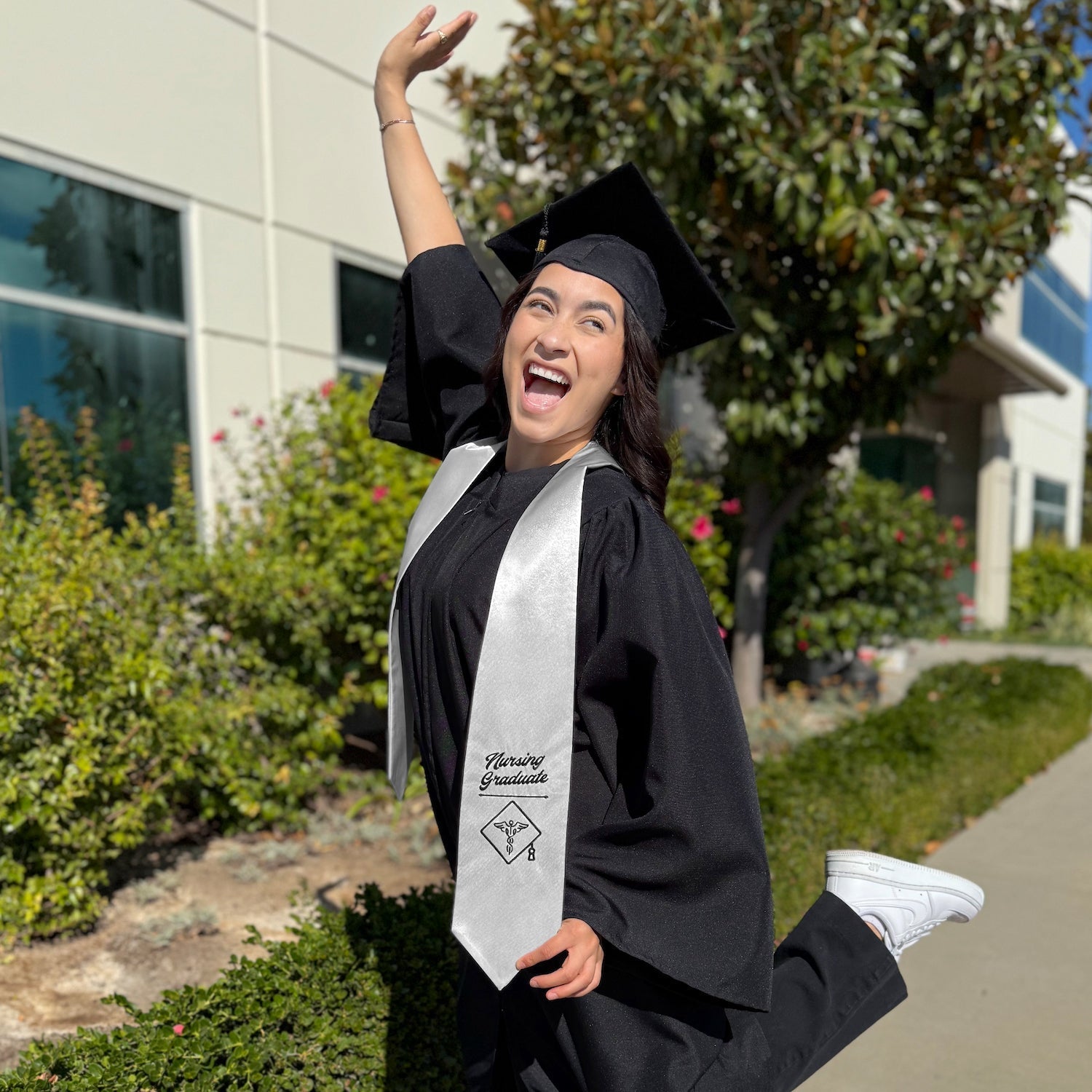 Silver Nursing Graduate Stole/Sash with Classic Tips by Wholesale Grad Supply