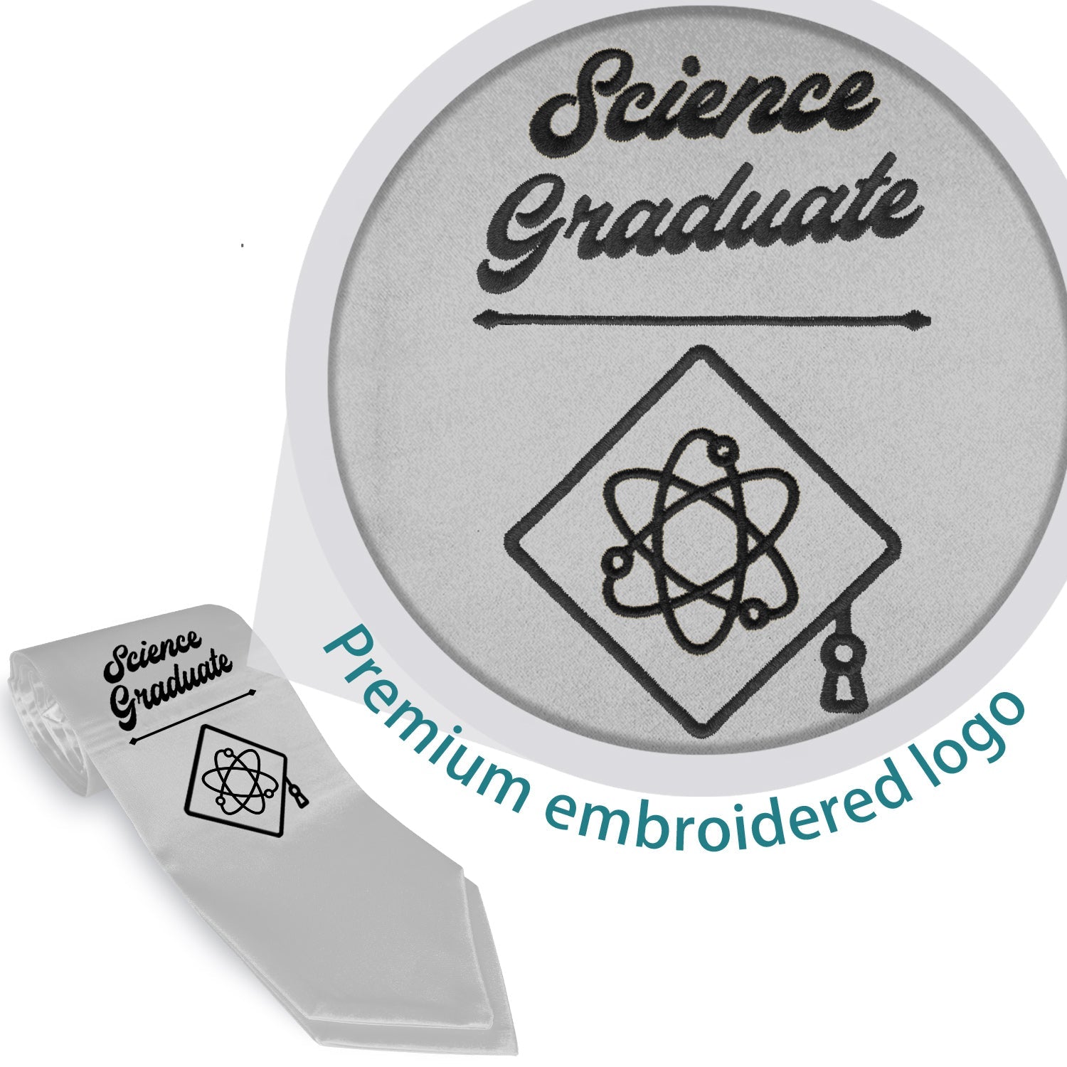 Silver Science Graduate Stole/Sash with Classic Tips by Wholesale Grad Supply