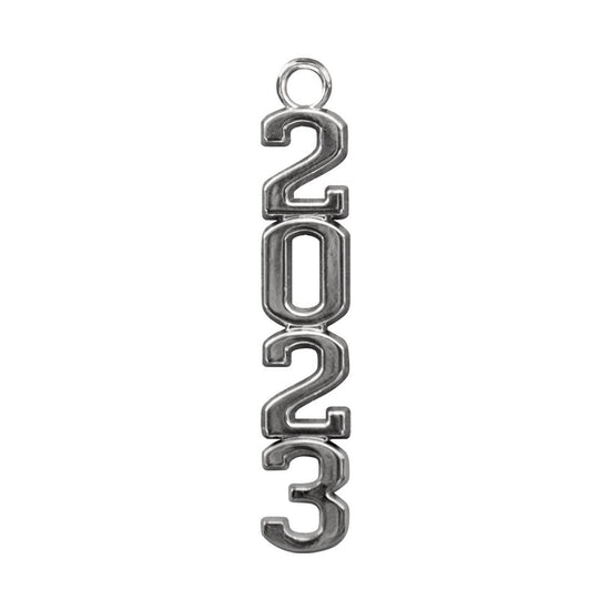 Silver Stacked Tassel Date Charm Year 2023 by Wholesale Grad Supply