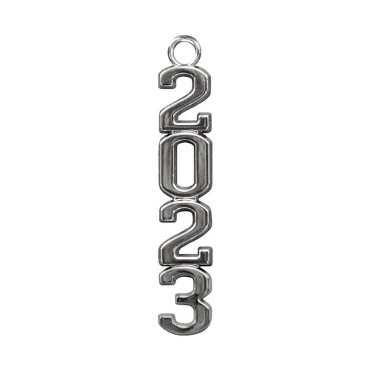 Silver Stacked Tassel Date Charm Year 2023 by Wholesale Grad Supply
