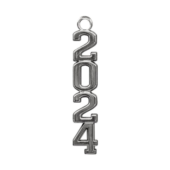 Silver Stacked Tassel Date Charm Year 2024 by Wholesale Grad Supply