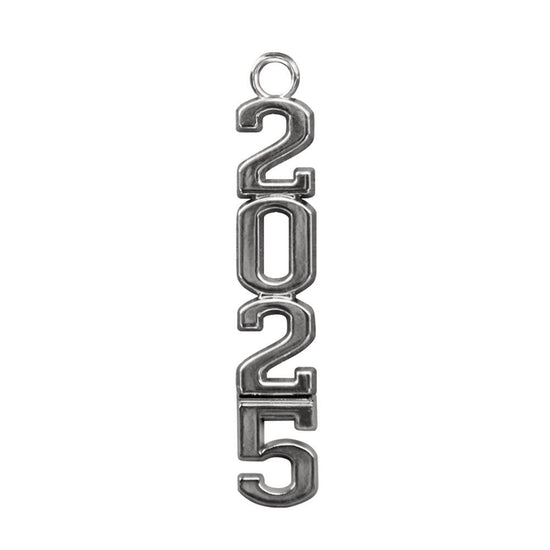 Silver Stacked Tassel Date Charm Year 2025 by Wholesale Grad Supply
