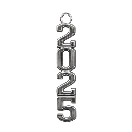 Silver Stacked Tassel Date Charm Year 2025 by Wholesale Grad Supply
