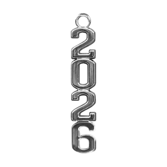 Silver Stacked Tassel Date Charm Year 2026 by Wholesale Grad Supply
