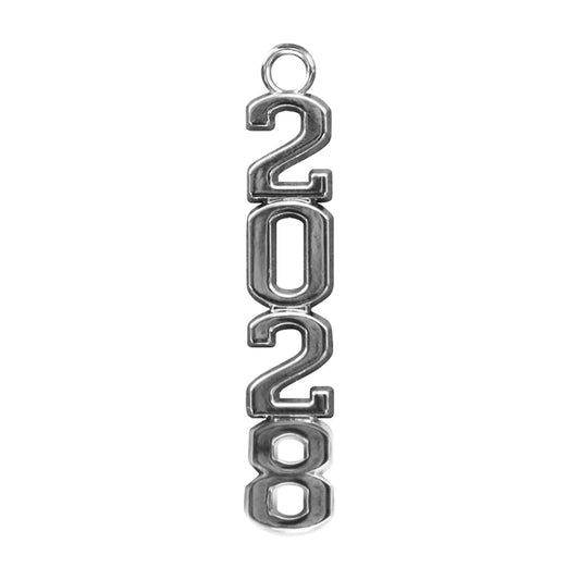 Silver Stacked Tassel Date Charm Year 2028 by Wholesale Grad Supply
