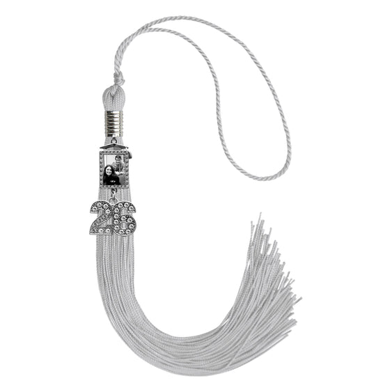 Silver Tassel with Photo Frame Charm and Bling Charm by Wholesale Grad Supply
