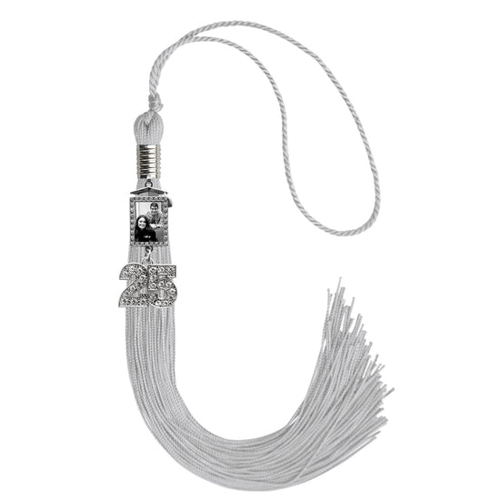 Silver Tassel with Photo Frame Charm and Bling Charm by Wholesale Grad Supply