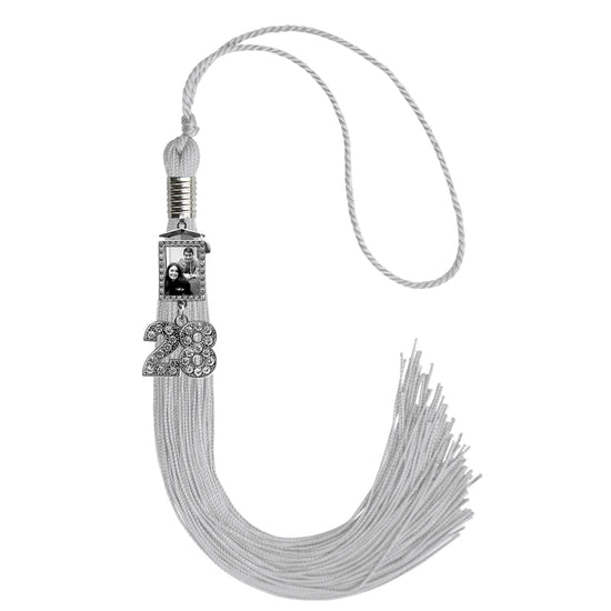 Silver Tassel with Photo Frame Charm and Bling Charm by Wholesale Grad Supply