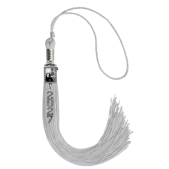 Silver Tassel with Photo Frame Charm and Stacked Date Drop by Wholesale Grad Supply