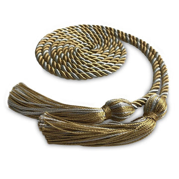 Single Graduation Honor Cord Antique Gold/Silver by Wholesale Grad Supply