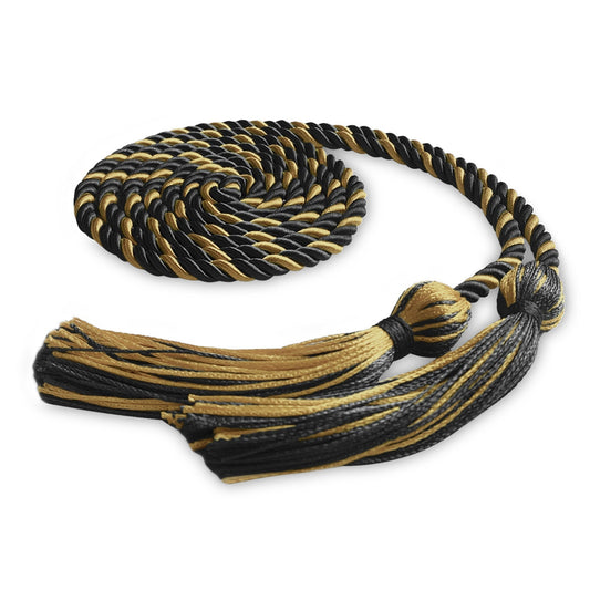 Single Graduation Honor Cord Black/Antique Gold by Wholesale Grad Supply