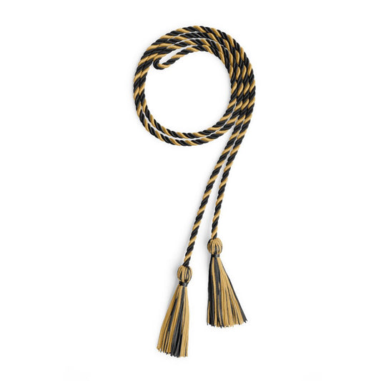 Single Graduation Honor Cord Black/Antique Gold by Wholesale Grad Supply