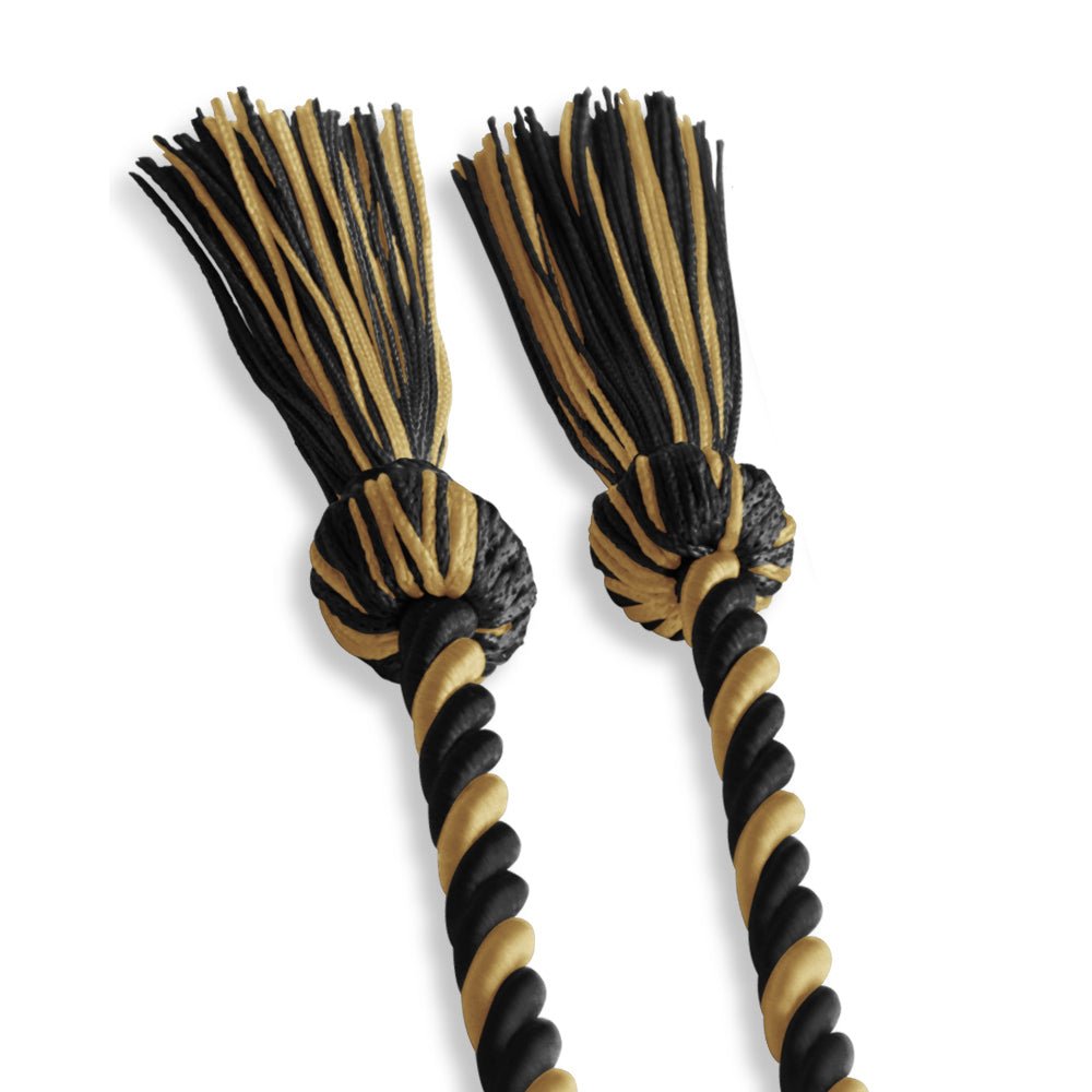 Single Graduation Honor Cord Black/Antique Gold by Wholesale Grad Supply