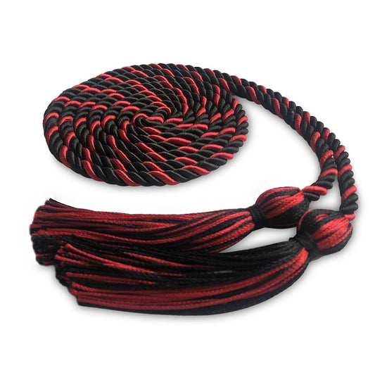 Single Graduation Honor Cord Black/Red by Wholesale Grad Supply