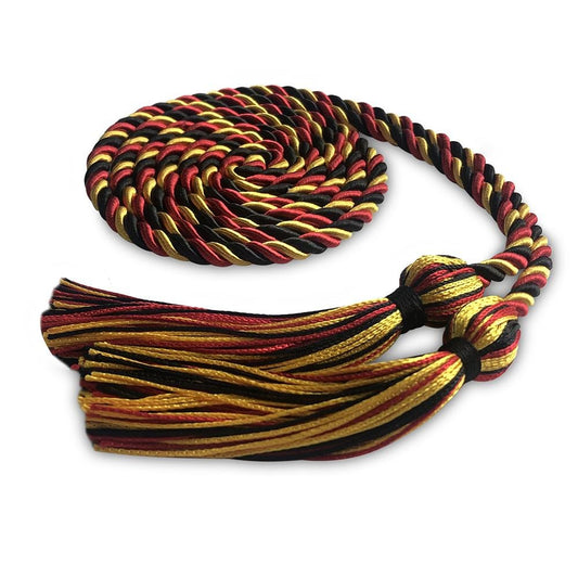 Single Graduation Honor Cord Black/Red/Gold by Wholesale Grad Supply