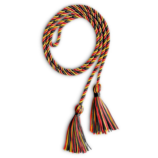 Single Graduation Honor Cord Black/Red/Gold by Wholesale Grad Supply