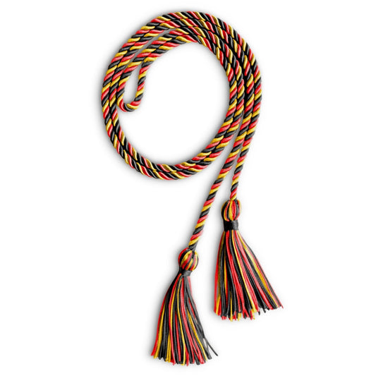 Single Graduation Honor Cord Black/Red/Gold by Wholesale Grad Supply