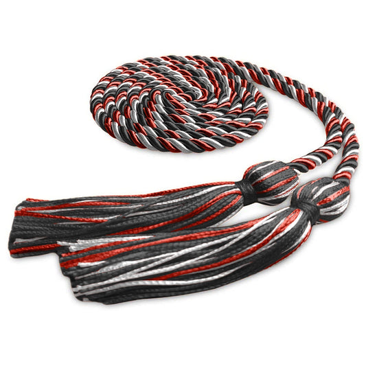 Single Graduation Honor Cord Black/Red/White by Wholesale Grad Supply