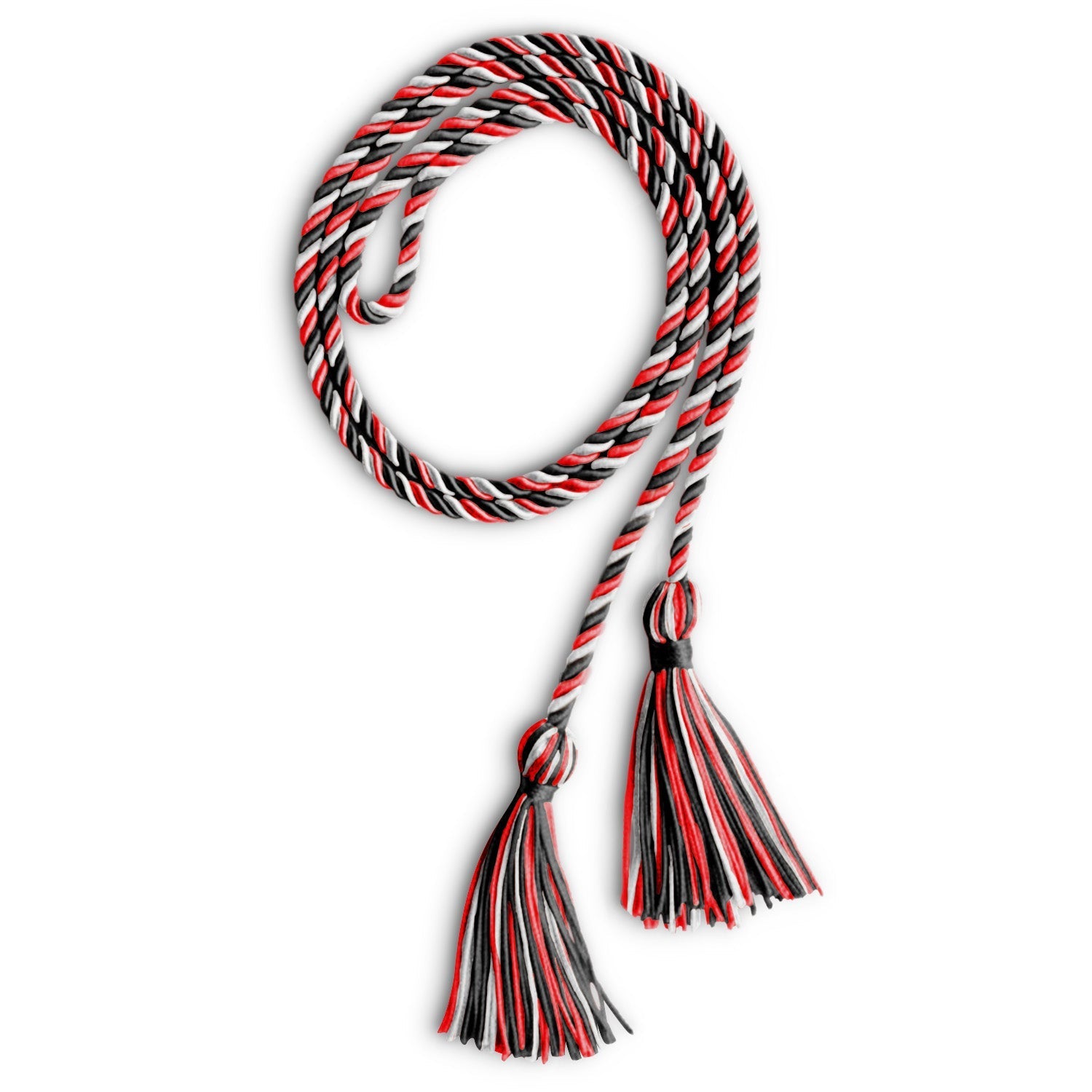 Single Graduation Honor Cord Black/Red/White by Wholesale Grad Supply
