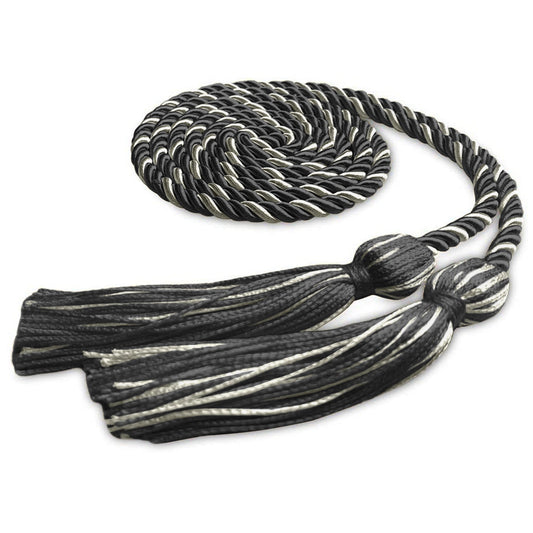 Single Graduation Honor Cord Black/Silver by Wholesale Grad Supply