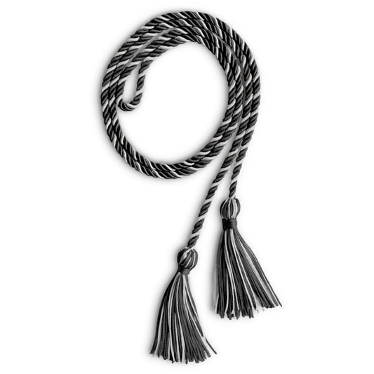 Single Graduation Honor Cord Black/Silver by Wholesale Grad Supply