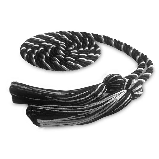 Single Graduation Honor Cord Black/White by Wholesale Grad Supply