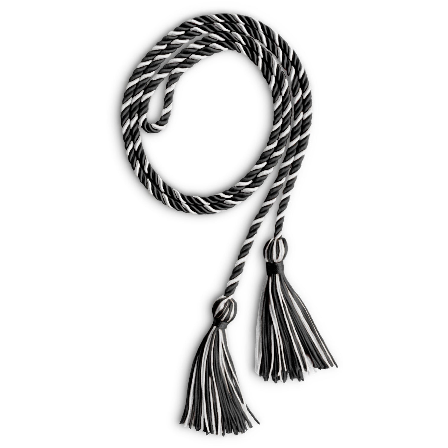 Single Graduation Honor Cord Black/White by Wholesale Grad Supply