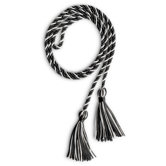 Single Graduation Honor Cord Black/White by Wholesale Grad Supply