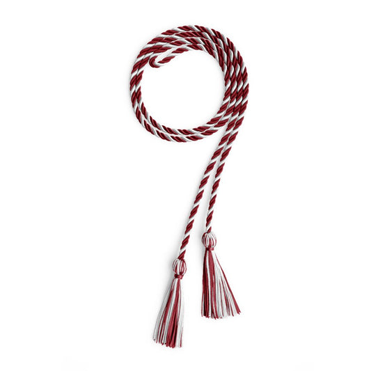 Single Graduation Honor Cord Cardinal/White by Wholesale Grad Supply