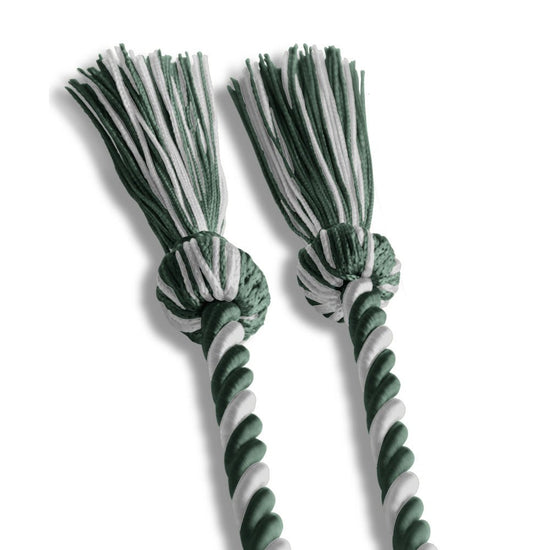 Single Graduation Honor Cord Forest Green/White by Wholesale Grad Supply