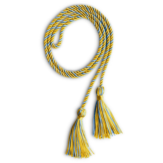 Single Graduation Honor Cord Gold/Light Blue by Wholesale Grad Supply