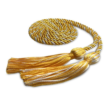 Single Graduation Honor Cord Gold/White by Wholesale Grad Supply