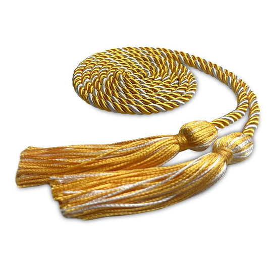Single Graduation Honor Cord Gold/White by Wholesale Grad Supply