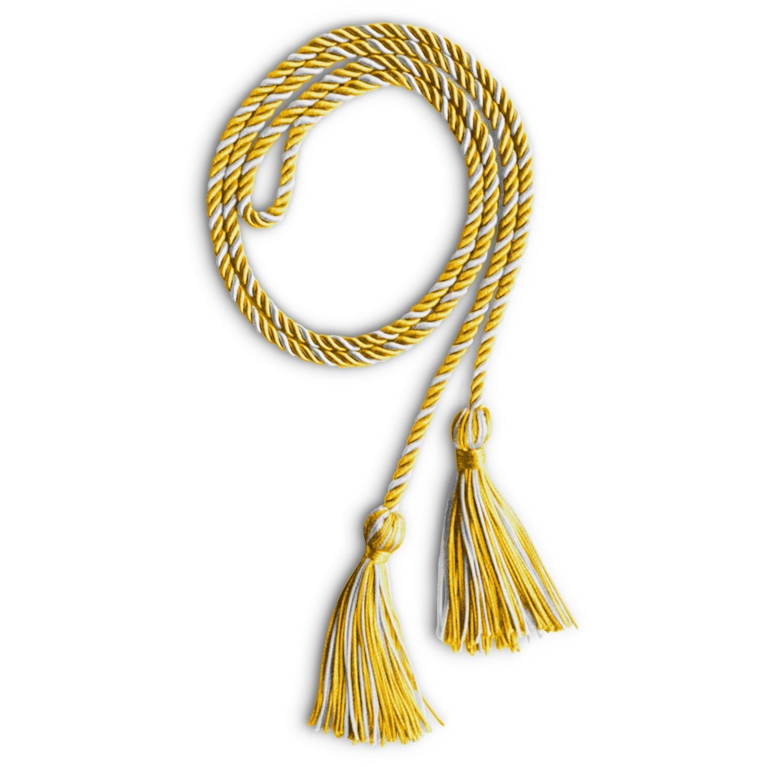 Single Graduation Honor Cord Gold/White by Wholesale Grad Supply